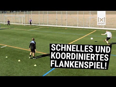 Schnelligkeit, Koordination und Flankenspiel verbessern mit dieser Fussballübung