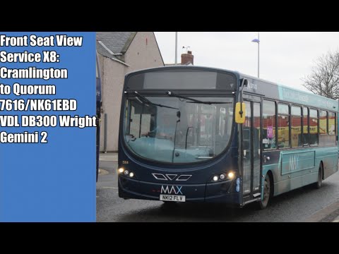 Front Seat View | Route X8: Cramlington to Quorum - 7616/NK61EBD