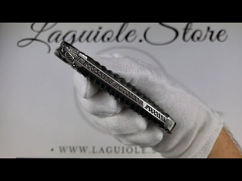 Laguiole Knife with Twisted Ebony Handle - Chiselled Spring and Bolsters