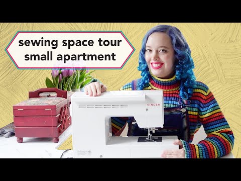 How I organize my sewing space in a 1 bedroom apartment | Sewing room and organization tour