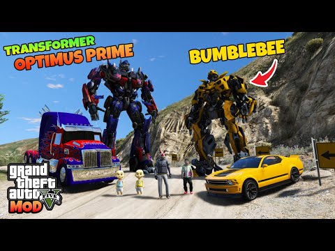 Junior was shocked that his car turned into a Bumblebee transformer - GTA 5 MOD TRANSFORMER