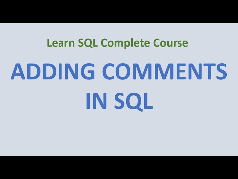Making Comments In Sql Tutorial
