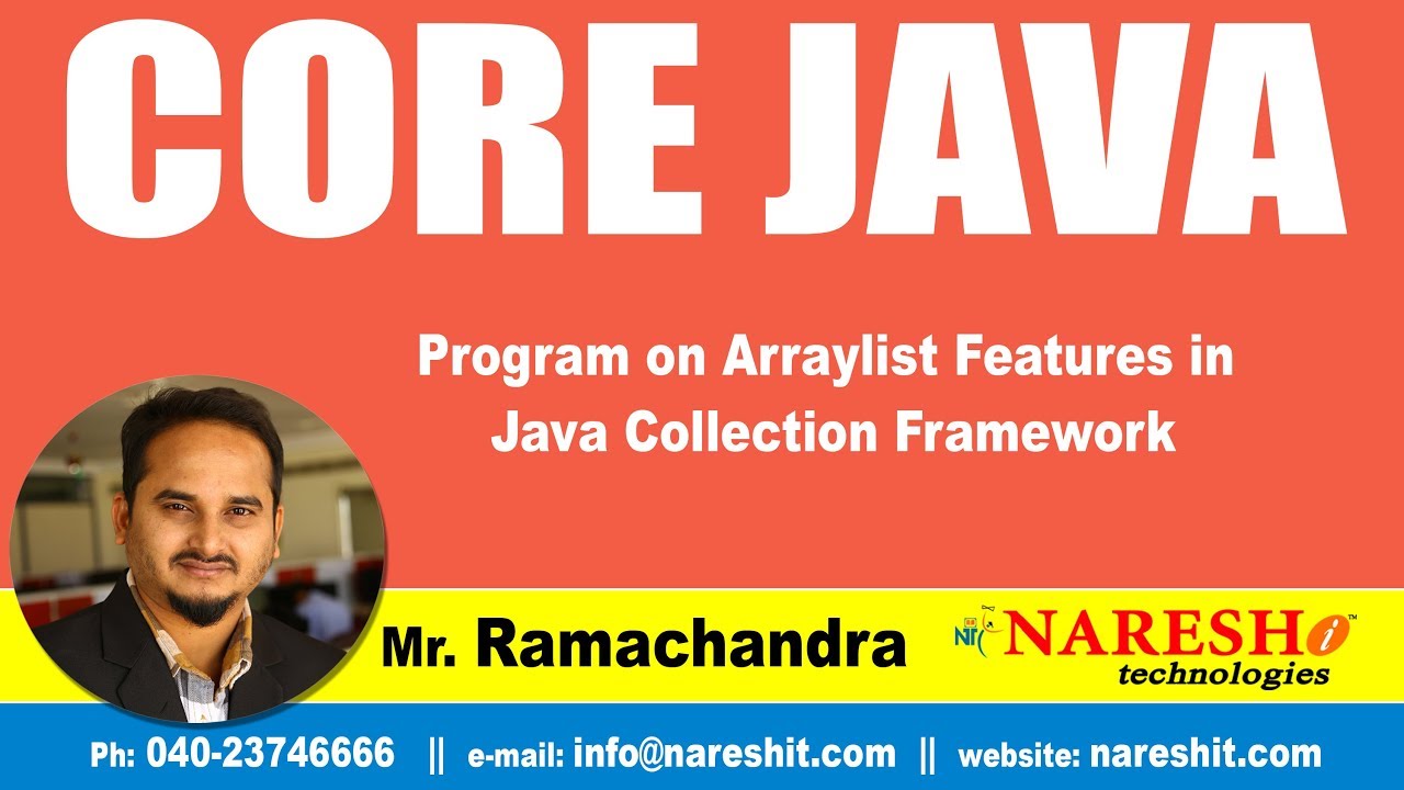 Core Java Tutorial | Program on Arraylist Features in Java Collection Framework | Mr.Ramachander