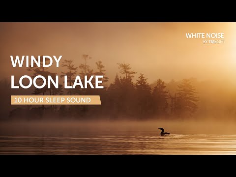 Windy Loon Lake Sleep Sound - 10 Hours - Black Screen