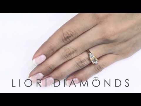 FD-067 - 1.51 Carat Radiant Cut Fancy Yellow Three Stone Diamond Engagement Ring 14k Gold