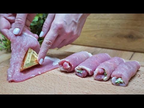 I take a small piece of meat and make big plate of meat rolls for dinner