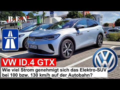 VW ID.4 GTX: Wie viel Strom genehmigt sich das Elektro-SUV bei 100 bzw. 130 km/h auf der Autobahn?