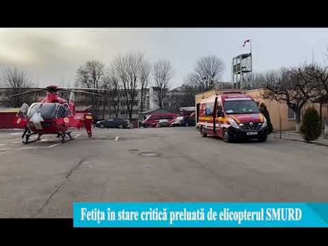 Fetiță de 7 ani preluată de elicopterul SMURD, în urma accidentului din Vaslui