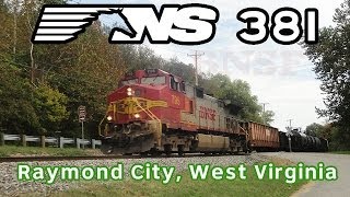 preview picture of video 'NS 381 with a solo BNSF Fakebonnet, thru Raymond City, West Virginia'