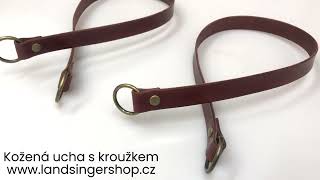 Kožená ucha s kroužkem - polotovar na kabelku