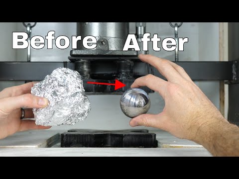 Mirror-Polished Japanese Foil Ball Challenge Crushed in a Hydraulic Press-What's Inside? Video