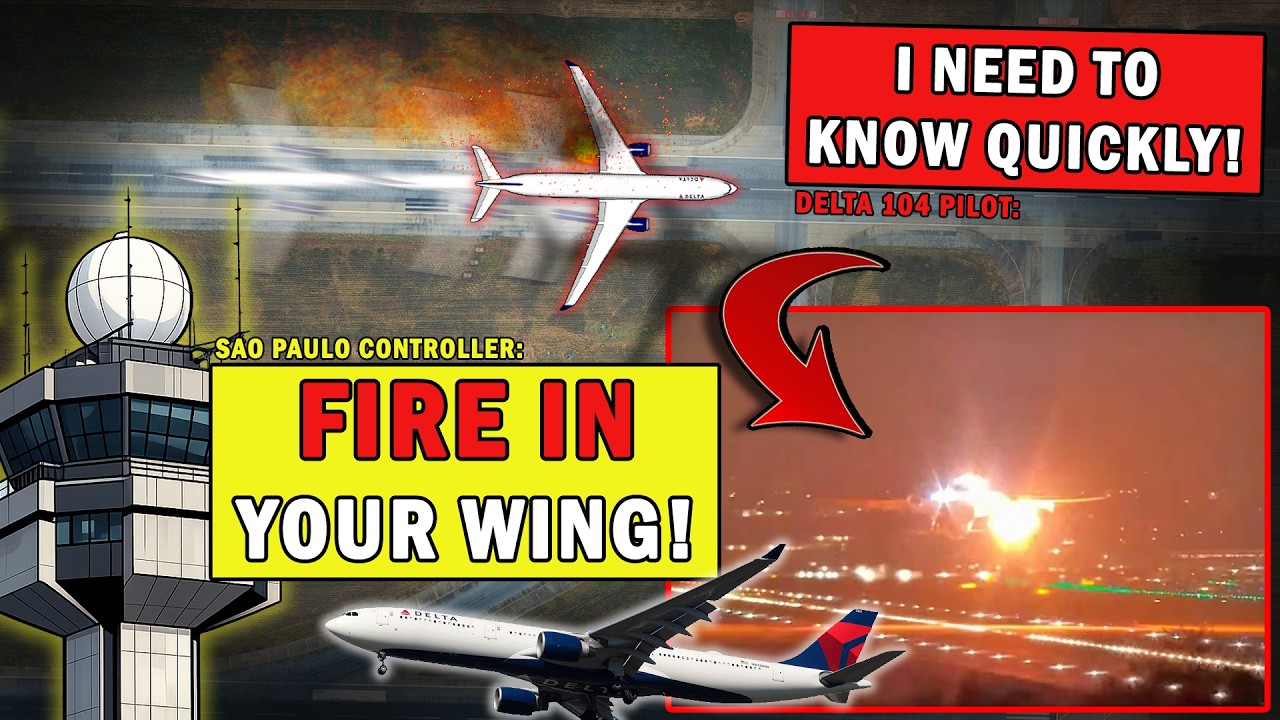 Engine Fireball, Sparks and Debris Falling off Delta Plane on Takeoff