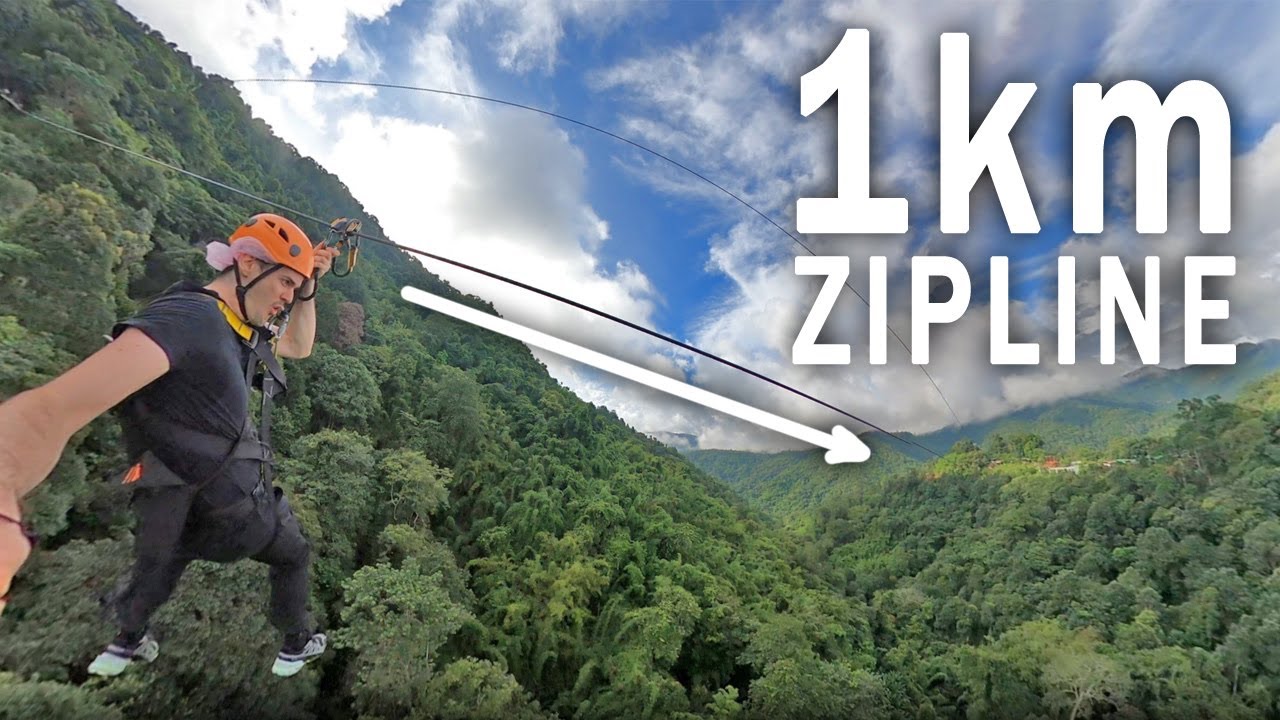 A thrill-seeking tourist embarks on the exhilarating Flight of the Gibbon zipline adventure.