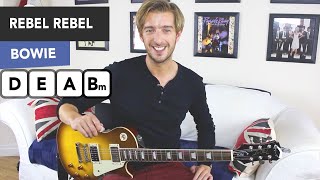 David Bowie - Rebel Rebel Guitar Tutorial Lesson - EASY Beginner GUITAR RIFF!