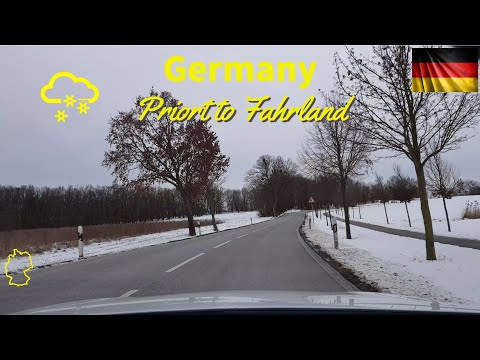 Germany - Priort to Fahrland. Day Drive. Snow and Sald Covered Country Streets. Fahrland, Kartzow.