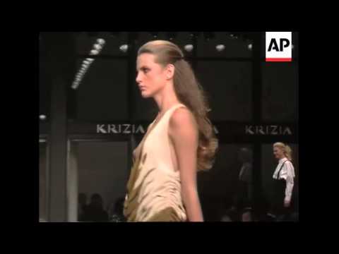 Animal prints and leather pant suits on the catwalk for Krizia