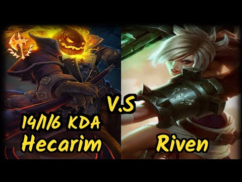 K1CK Truklax (HECARIM) vs RIVEN - 14/1/6 KDA TOP GAMEPLAY - EUW Ranked DIAMOND v9.6