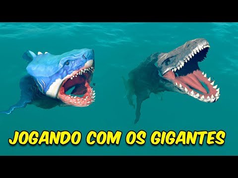 JOGANDO COM O MEGALODON E MOSSASAURO | Feed and Grow Fish
