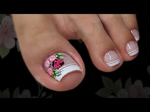 DISEÑO de UÑAS con FLOR y MARIQUITA 🌺🐞
