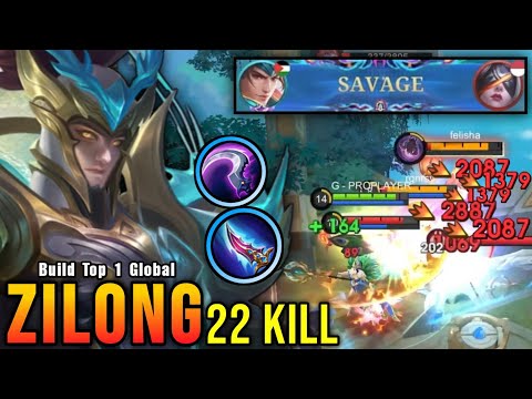 SAVAGE + 22 Kills!! MVP 14.5 Points Zilong 0.5 Sec Delete Build!! - Build Top 1 Global Zilong ~ MLBB