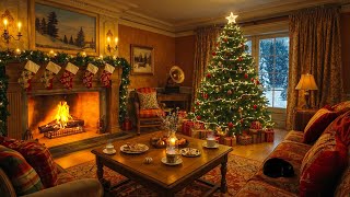 Soothing Christmas Music, Snowfall and Crackling Fireplace at the Vintage Cabin on Christmas Eve