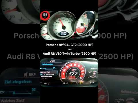 Porsche 9ff 911 GT2 2000HP vs Audi R8 2500HP #porsche #audi #jdm #race #drag #cars #gtr #amg #turbo