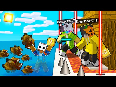 GÜVENLİKLİ EV vs PİRANA ORDUSU! (şans bloğu adası) - Minecraft