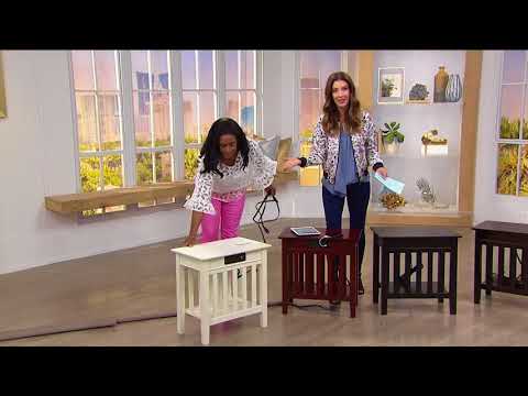 SEI Mission Style Side Table with USB Ports Sarah Anderson 4 19 18