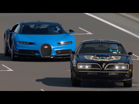 Thumbnail for Pontiac Firebird Trans Am 1978 vs Bugatti Chiron 2016 at Nurburgring Nordschleife by Supercar, Car