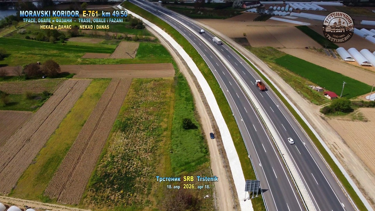 MORAVSKI KORIDOR E-761 km 49: NEKADA, POSLE i DANAS. Trase, obale i proleće. TST, 18. apr 2026.