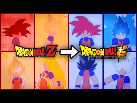 ALL Goku Forms Evolution from DBZ to DBS | Sticknodes Animation.