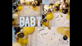 Bumble bee theme balloon garland ||  Baby shower balloon garland || Black and yellow balloon garland