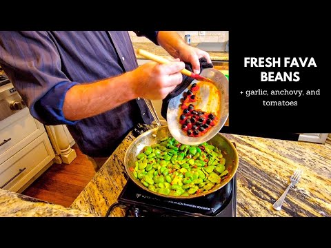 How to Cook Fresh Fava Beans with Garlic, Anchovy, and Tomatoes