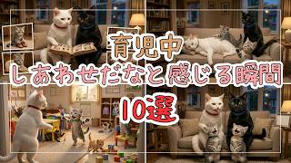 【子育てあるある】育児中、しあわせだなと感じる瞬間10選😹＃血液型あるある＃AI猫＃育児あるある