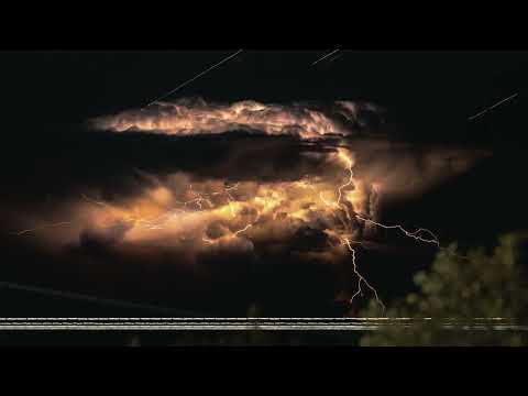 Colors of lightenings in a timelapse of a thunderstorm over the Mediterranean Sea III