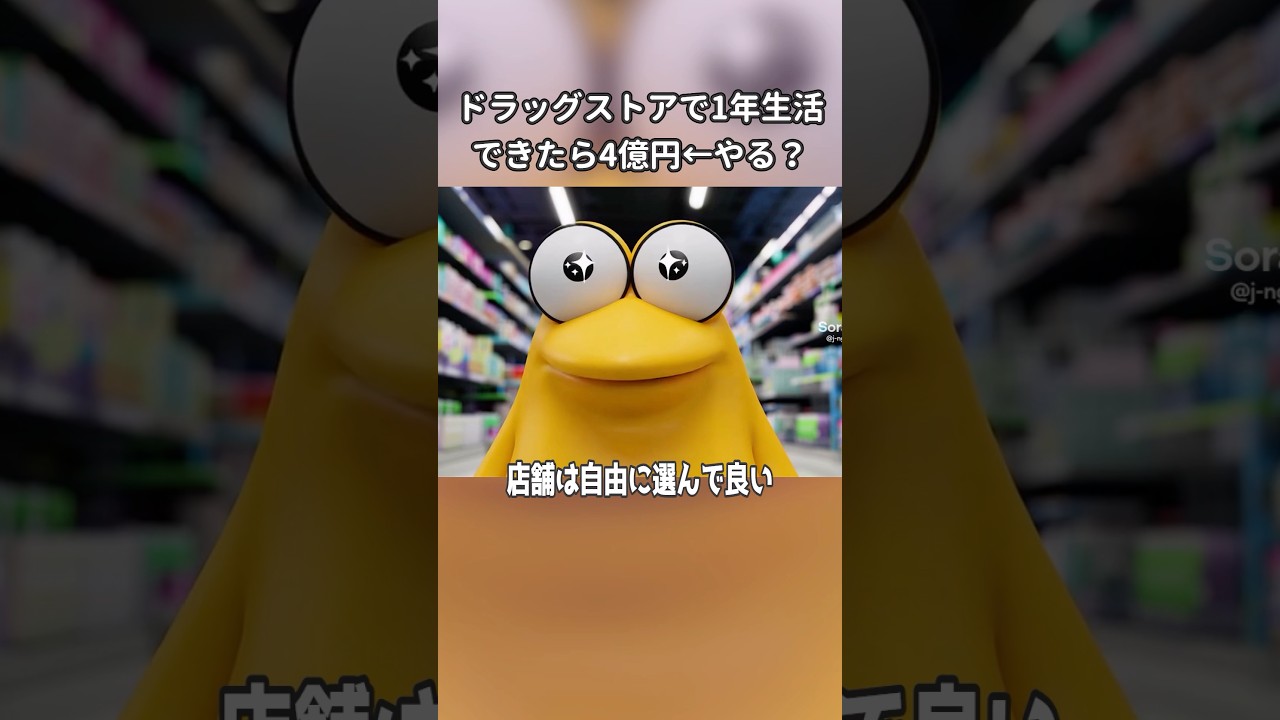 ドラッグストアで1年間生活できたら4億円ボタン←押す？