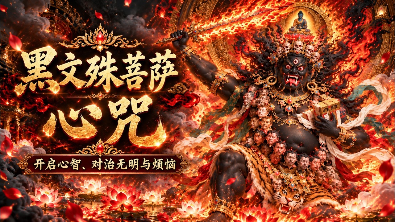 黑文殊菩萨心咒108遍｜消除业障・降伏魔障・远离灾厄・增长智慧｜Black Manjushri Mantra | Powerful Buddhist Chant