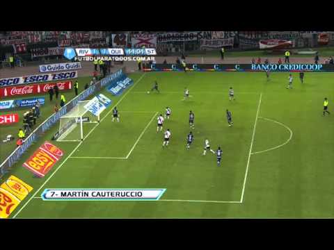 Gol de Cauteruccio. River 1 - Quilmes 1. Fecha 11. Torneo Final 2013. Fútbol Para Todos