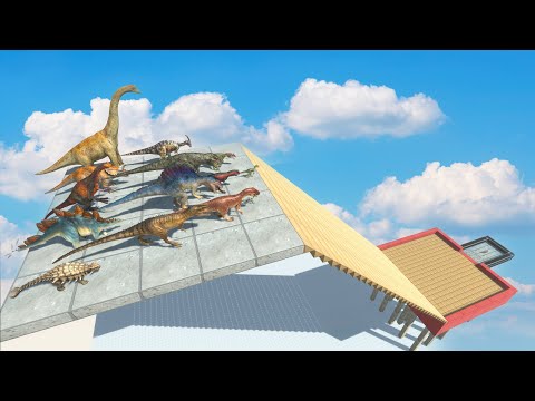 Dinosaurs Slide Into QuickSand Funny - Animal Revolt Battle Simulator