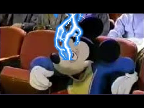Mickey Mouse gets zapped by force lightning, on the way to his favorite seat