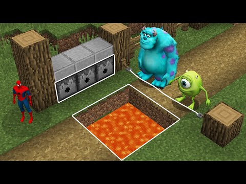 BURGER - Minecraft - TRAPS FOR REAL MIKE WAZOWSKI AND REAL SULLY SULLIVAN IN MINECRAFT! Monsters Inc. Challenge!