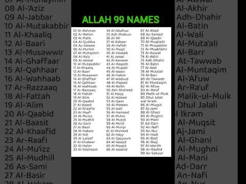 Learn 99 names of ALLAH