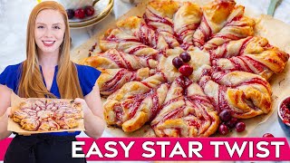 EASY, 3-Ingredient Christmas Star Twist Pastry Recipe by Tatyana's Everyday Food