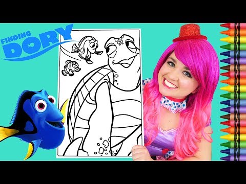 Coloring Finding Dory, Marlin & Crush GIANT Coloring Book Page Crayola Crayons | KiMMi THE CLOWN Video