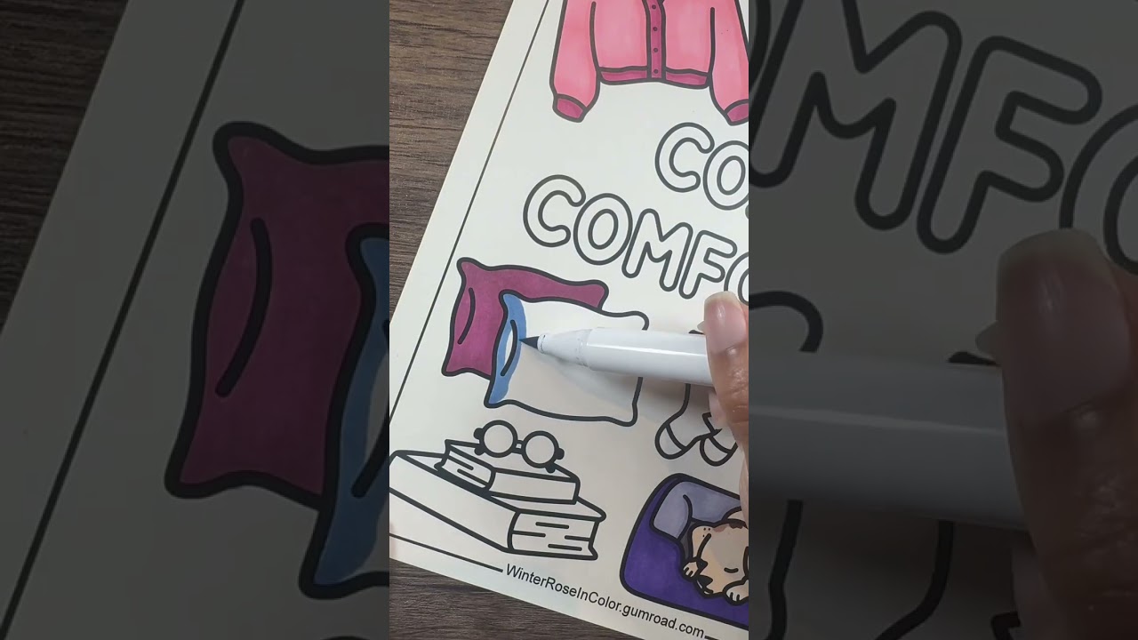 Fluffy pillows | Cozy Comforts printable coloring page