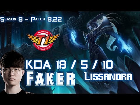 SKT T1 Faker LISSANDRA vs AKALI Mid - Patch 8.22 KR Ranked