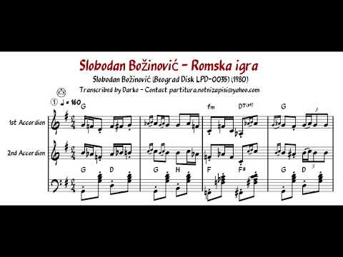 [Notni zapis za harmoniku] Slobodan Božinović - Romska igra