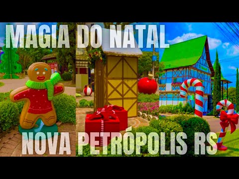 Magia do Natal em Nova Petrópolis RS. RIO GRANDE DO SUL, SERRA GAÚCHA, BRASIL, 4K, NATAL LUZ GRAMADO