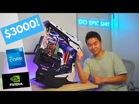 EPIC $3000 Water-cooled PC Build Time Lapse! (i7-12700k Antec Torque Custom Loop w/ Benchmarks!)