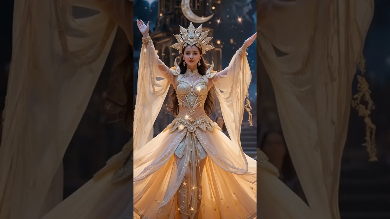 Woman in a celestial goddess costume with real performance on the AGT stage,#shortsviral#dancebattle